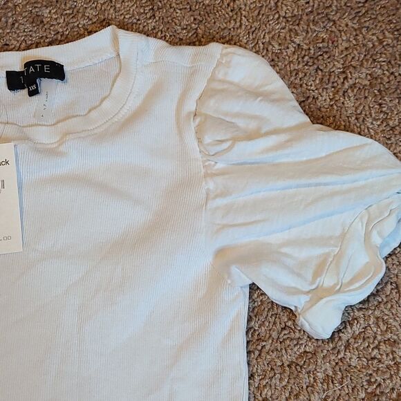 1. STATE White short sleeve top with ruffles sleeves. - Picture 3 of 4